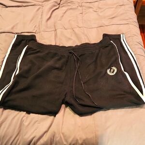 Black Brushed Fleece Sweatpants From PINK with White Stripes, Size Xxl